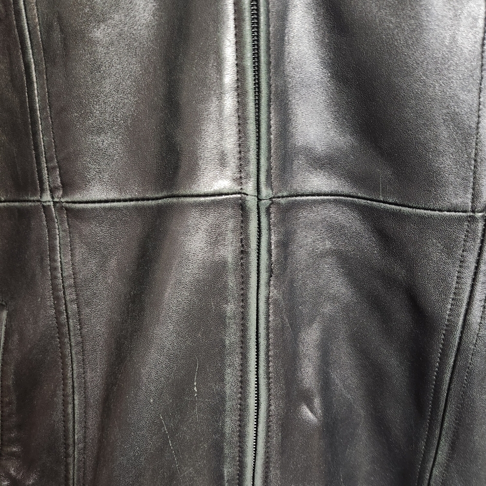 Vintage 90s Danier Black Blazer Leather Jacket Coat Minimalist Womens Size 12 - Picture 13 of 14